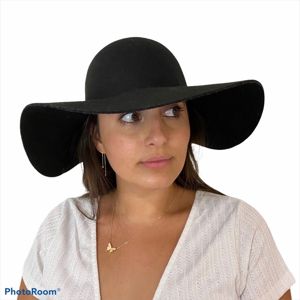 Forever 21 Felt Floppy Hat Black S/M 56.5cm